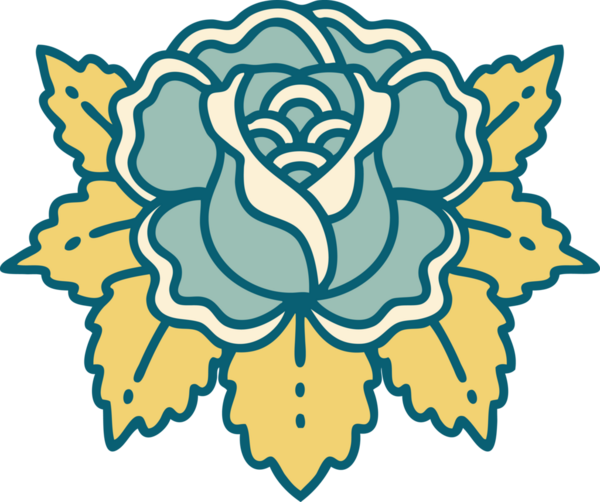 Bir insan tarafından çizilmiş bir gülün ikonik dövme şekli