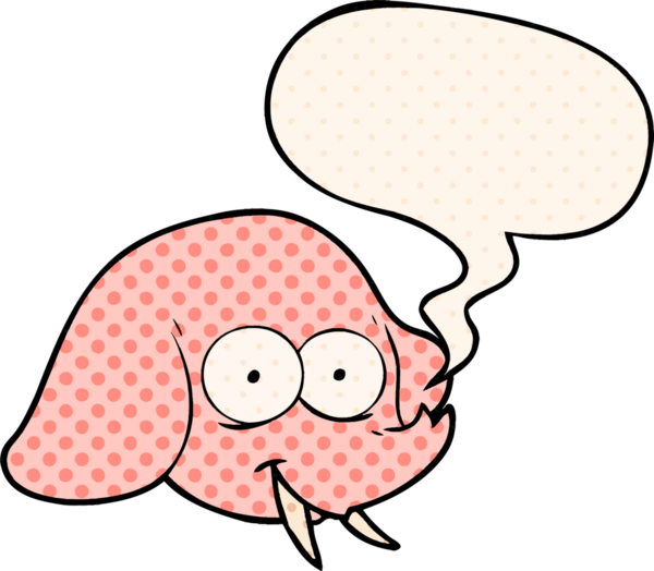 Çizgi roman tarzında konuşan fil suratlı bir insan tarafından çizilmiş.