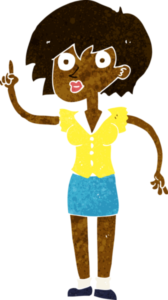 Bir insan tarafından çizilmiş sorusu olan çizgi film kadını.