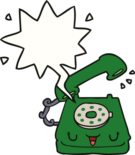 Bir insan tarafından çizilmiş konuşma baloncuklu şirin çizgi film telefonu.