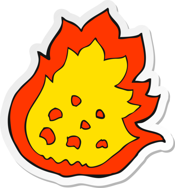 Bir insan tarafından çizilmiş yanan bir çizgi filmin çıkartması.