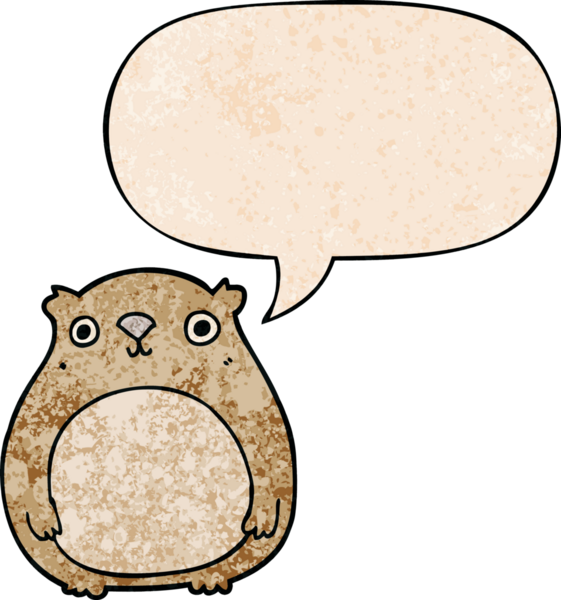 Bir insan tarafından çizilmiş eski moda konuşma baloncuğu olan çizgi film ayısı.