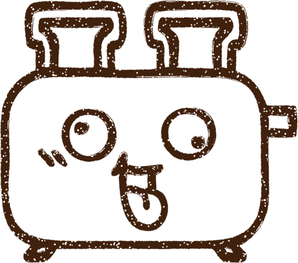 Bir insan tarafından çizilmiş komik tost makinesi kömürü.