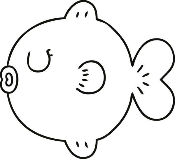 Bir insan tarafından çizilmiş garip karikatür balığı çizimi