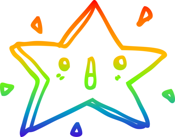 gökkuşağı gradyan çizimi bir insan tarafından çizilmiş şirin bir çizgi film yıldızı