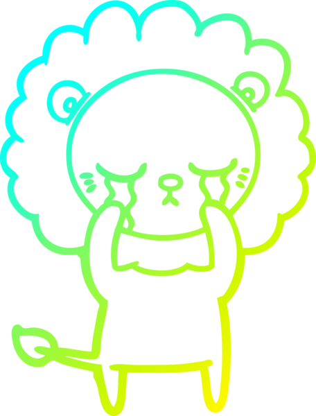 Bir insan tarafından çizilmiş ağlayan bir aslanın soğuk gradyan çizgisi.