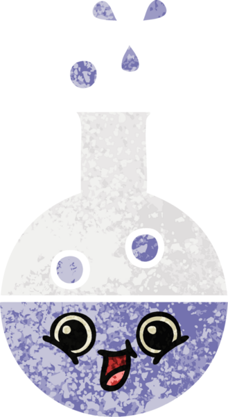 Bir insan tarafından çizilen test tüpünün retro çizim stili karikatürü