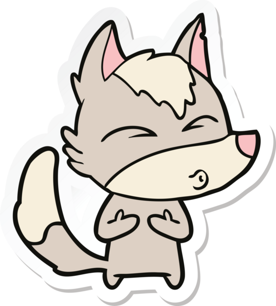 Bir insan tarafından çizilmiş bir kurt çizgi filminin etiketi.