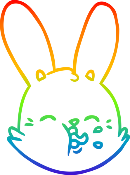 Gökkuşağı gradyan çizgi çizimi Bir insan tarafından çizilmiş komik tavşan yüzü