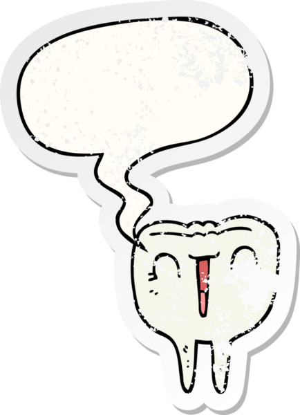 çizgi film mutlu dişi konuşma baloncuğu bir insan tarafından çizilmiş sıkıntılı eski bir çıkartma