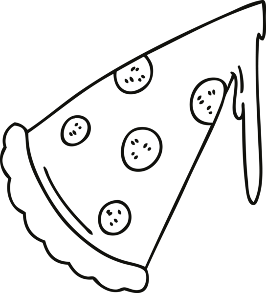 Bir insan tarafından çizilmiş tuhaf bir pizza dilimi.