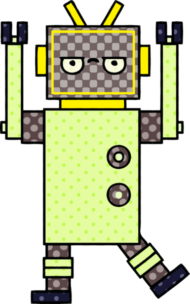 bir insan tarafından çizilmiş bir robotun çizgi roman tarzı