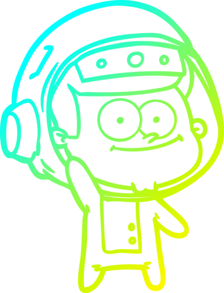 Bir insan tarafından çizilmiş mutlu bir astronot çizgi filmi.