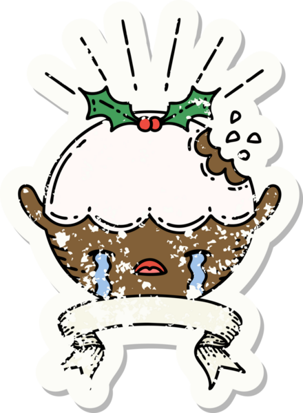 Dövme stili eski bir çıkartma. Puding karakteri bir insan tarafından çizilmiş.