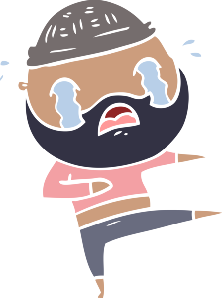 Düz renkli çizgi film sakallı dansçı bir insan tarafından çizilmiş.