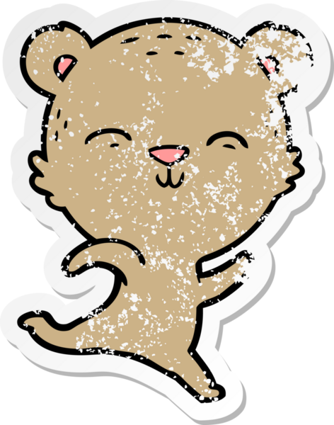 Bir insan tarafından çizilmiş mutlu çizgi film ayısının sıkıntılı çıkartması.