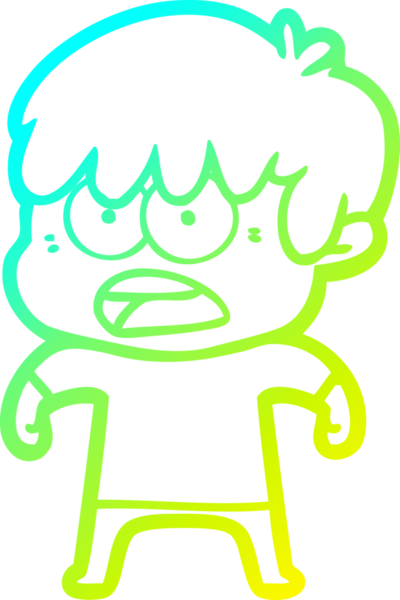 Bir insan tarafından çizilmiş endişeli çizgi film çocuğunun soğuk gradyan çizgisi.