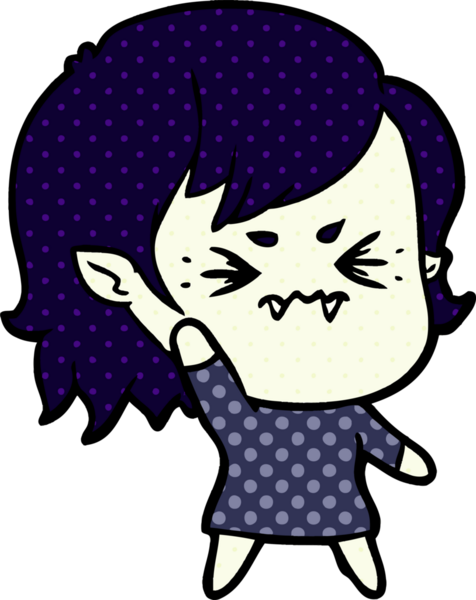 Bir insan tarafından çizilmiş kızgın vampir kız.