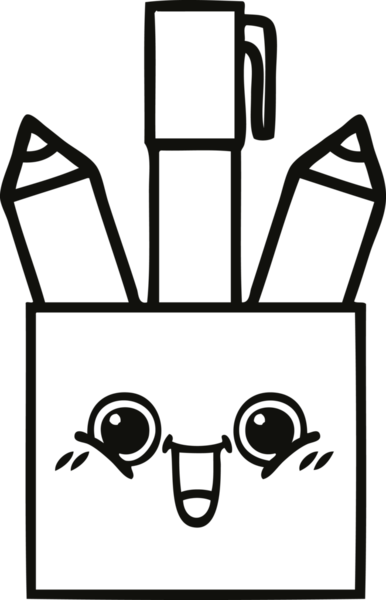 Bir insan tarafından çizilmiş kalem kabının çizgi çizimi