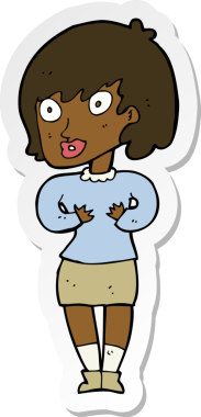 Bir insan tarafından çizilmiş Kim Ben jesti yapan bir karikatür kadının çıkartması.