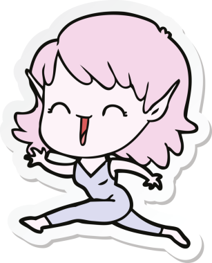 Bir insan tarafından çizilmiş bir elf kızının çıkartması.