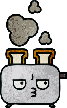 Bir insan tarafından çizilmiş bir tost makinesinin retro grunge doku karikatürü