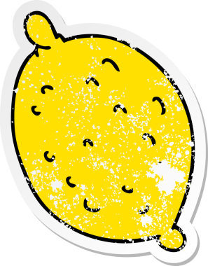 Bir insan tarafından çizilmiş garip bir el çizilmiş limon karikatürü.