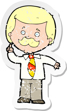 Bir insan tarafından çizilmiş bir fikri olan karikatürcü bir gazetecinin sıkıntılı retro yapıştırması.