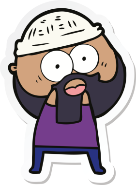 Bir insan tarafından çizilmiş sakallı bir adamın çıkartması.