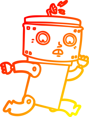 Bir insan tarafından çizilen çizgi film robotunun sıcak çizgi çizimi