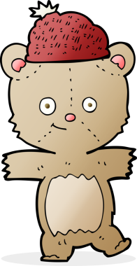 Bir insan tarafından çizilmiş şapkalı çizgi film ayısı.