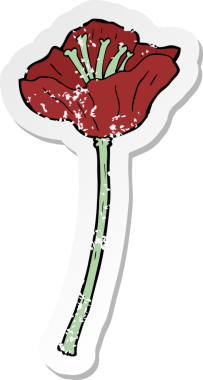 Bir insan tarafından çizilmiş karikatür çiçeğinin gerilmiş yapıştırması.