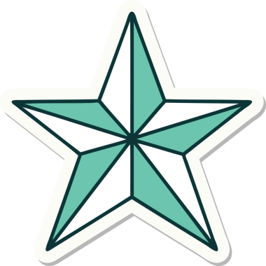 Bir insan tarafından çizilmiş geleneksel bir yıldız stiliyle dövme çıkartması.