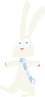 Bir insan tarafından çizilmiş tavşanın düz renk çizimi