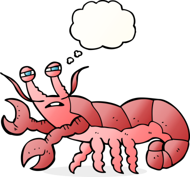 Bir insan tarafından çizilmiş serbest çizim baloncuklu ıstakoz.