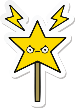 Bir insan tarafından çizilmiş şirin bir çizgi film sihirli değneğinin çıkartması.