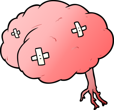 Bir insan tarafından çizilmiş yaralı bir beyin.