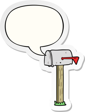 Bir insan tarafından çizilmiş konuşma kabarcığı etiketli karikatür posta kutusu