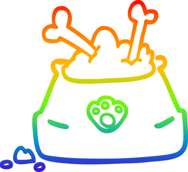 Gökkuşağı gradyan çizgisi bir insan tarafından çizilmiş evcil hayvan kasesinin çizimi