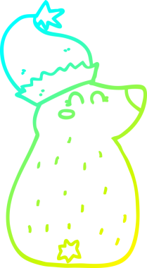 Bir insan tarafından çizilmiş noel şapkası giyen bir ayının çizimi.