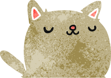 Bir insan tarafından çizilmiş sevimli kawaii kedisinin eski çizgi film çizimi