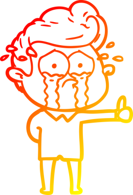 Bir insan tarafından çizilmiş, ağlayan bir çizgi film karakteri.