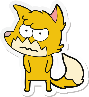 Bir insan tarafından çizilmiş, kızgın tilki çıkartması.