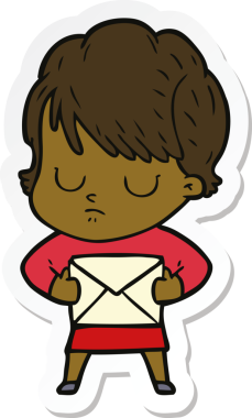 Bir insan tarafından çizilmiş bir karikatür kadının çıkartması.