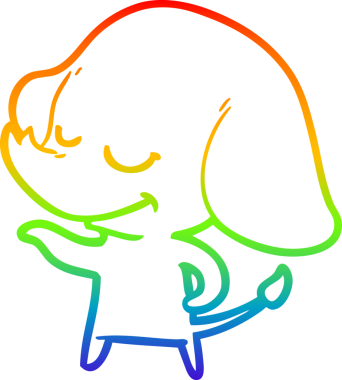 Bir insan tarafından çizilmiş gülümseyen bir filin çizgi çizimi.