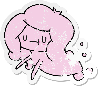 Bir insan tarafından çizilmiş sevimli bir kawaii hayaletinin sıkıntılı karikatür çizimi