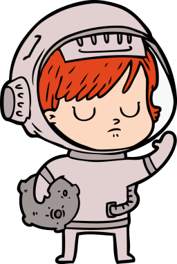 Bir insan tarafından çizilmiş astronot kadın.