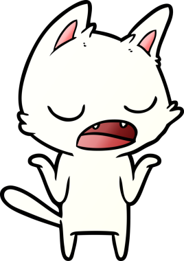 Konuşan kedi omuz silkiyor Bir insan tarafından çizilmiş