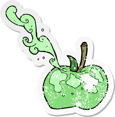 Bir insan tarafından çizilmiş elma karikatürünün gerilimli yapıştırması.