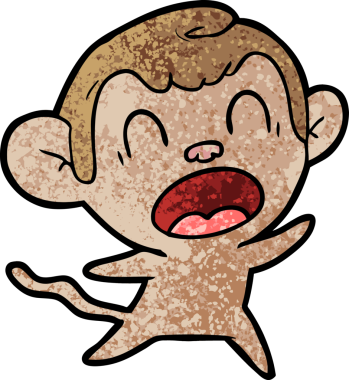 Bir insan tarafından çizilmiş bağıran çizgi maymun.